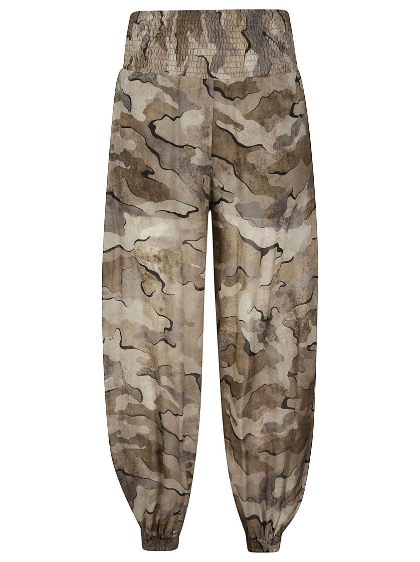Pinko Velato Camouflage Pattern Viscose Pants