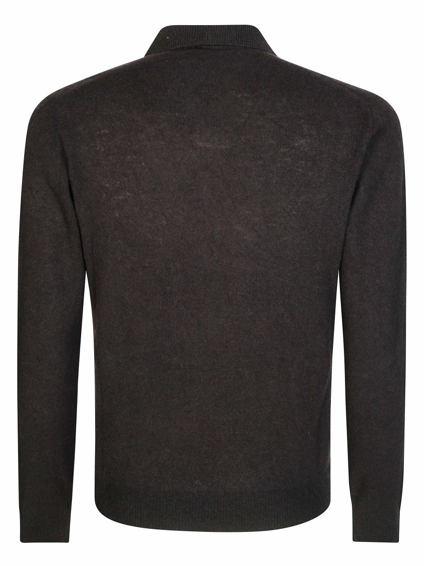 Altea Cashmere Merino Open Collar Knit Polo Shirt