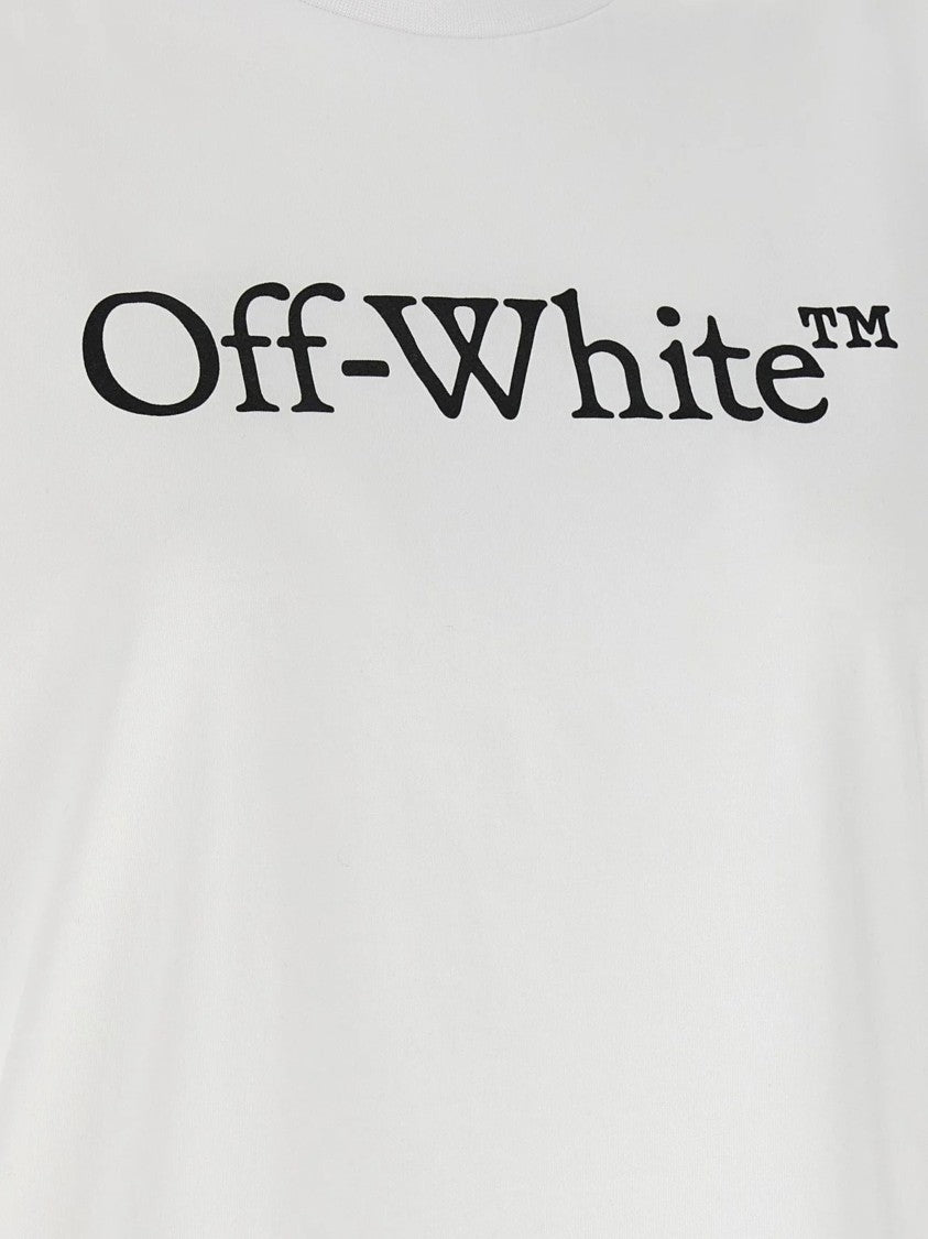 Off-White Relaxed Fit Cotton Tee With Oversized Logo