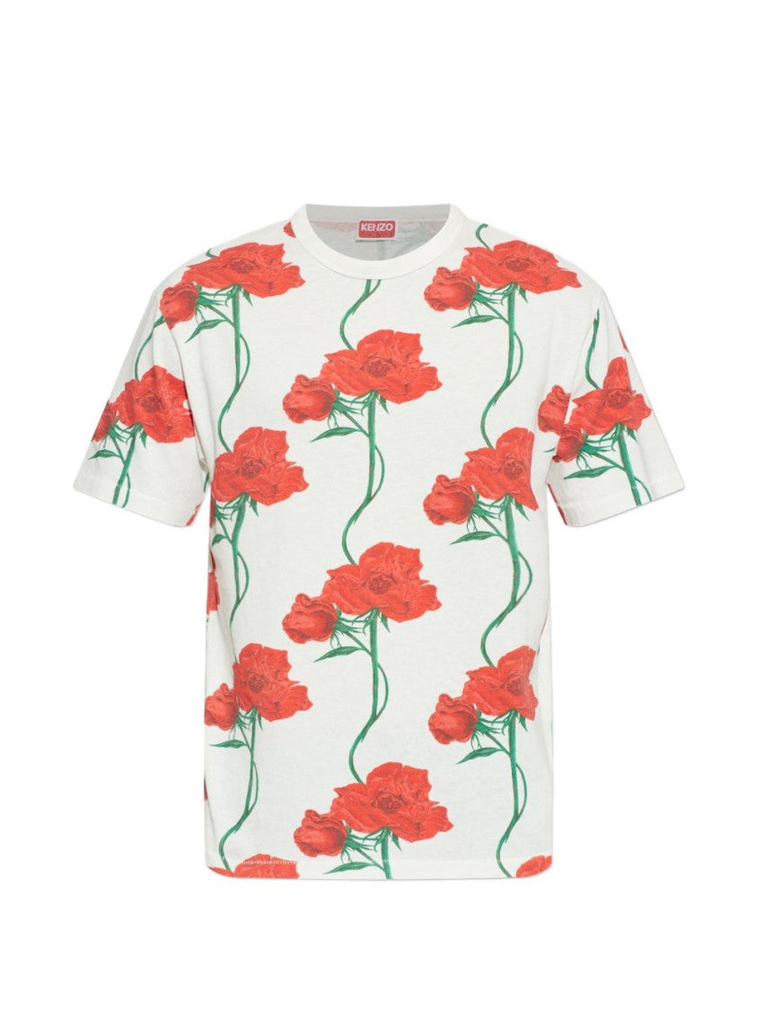 Kenzo Relaxed Fit Floral Print Silk T-Shirt