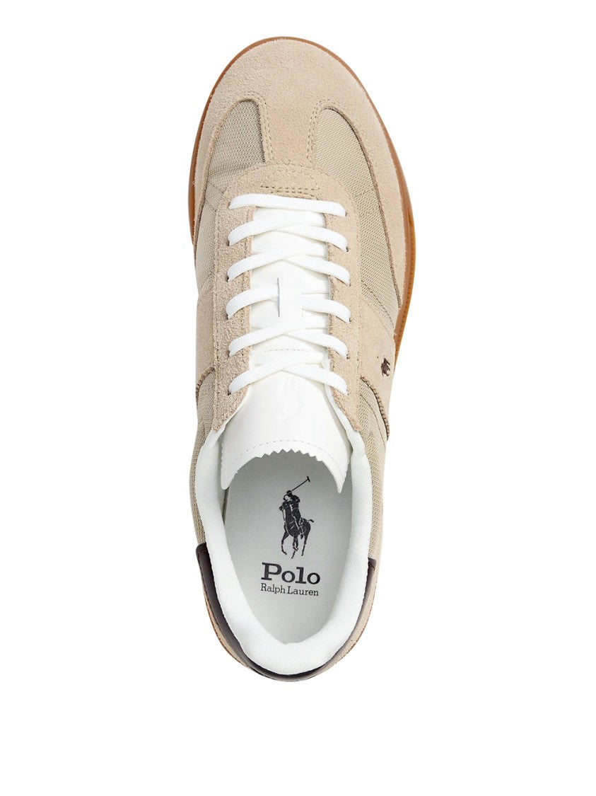 Polo Ralph Lauren Beige Low-Top Sneakers With Suede And Mesh Panels