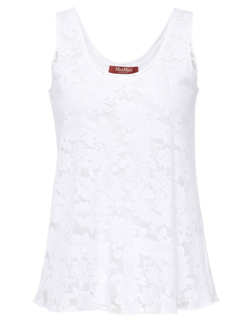 Max Mara Intricate Floral Lace Sleeveless Top