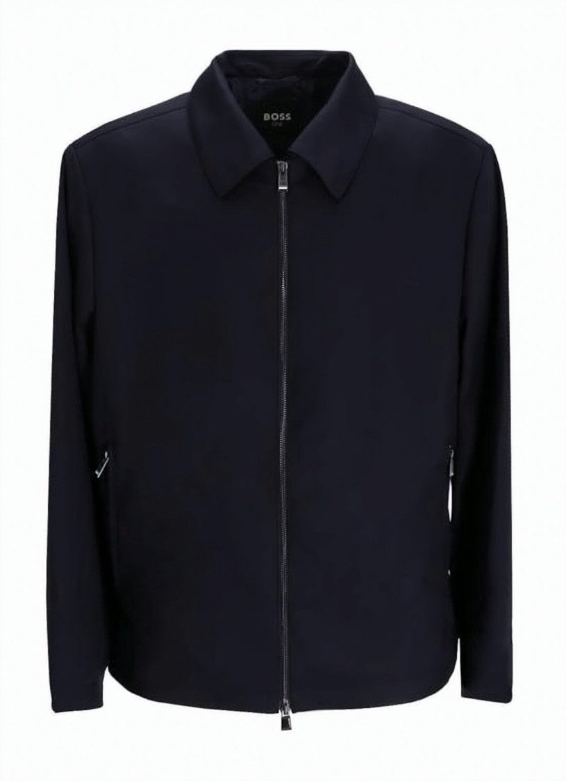 Hugo Boss Wool Jacket With Clean Zipper Closure