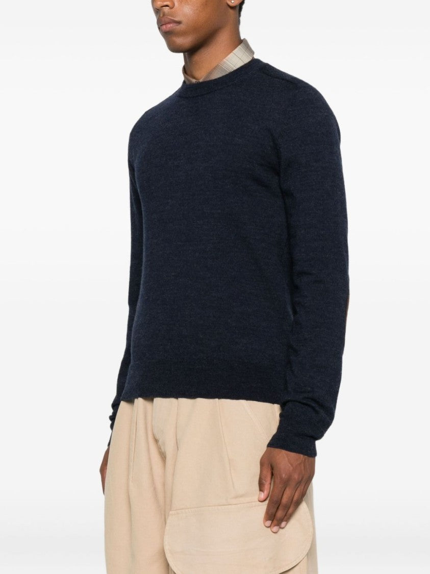 Maison Margiela Classic Crew Neck Sweater With Suede Elbow Patches