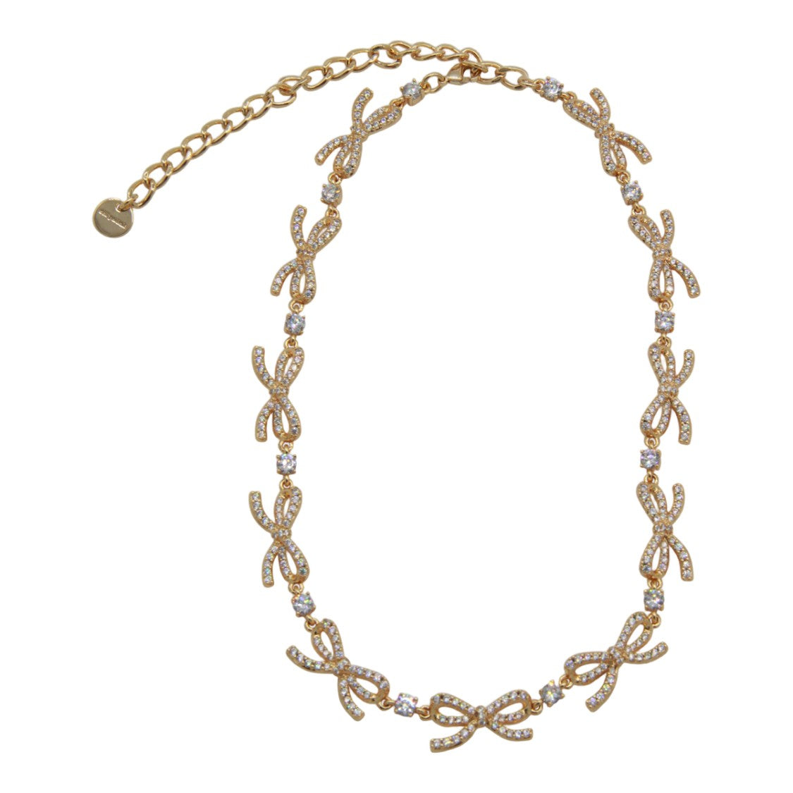 Self-Portrait Bow-Link Necklace With Crystal Accents