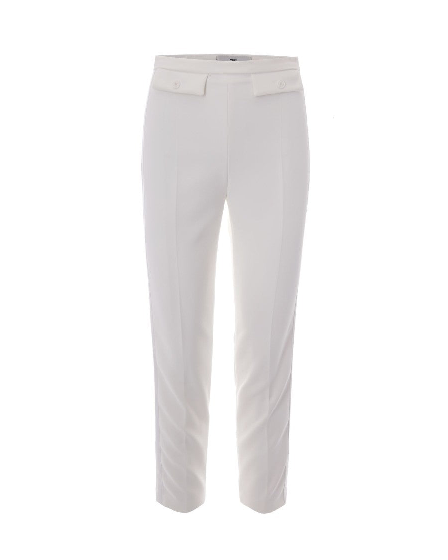 Elisabetta Franchi Lightweight Crepe Trousers With Satin Side Bands
