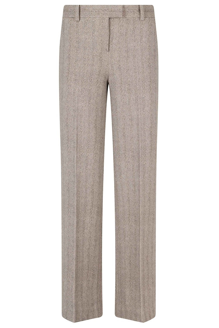 Circolo 1901 Straight Fit Herringbone Pants With Premium Cotton Blend