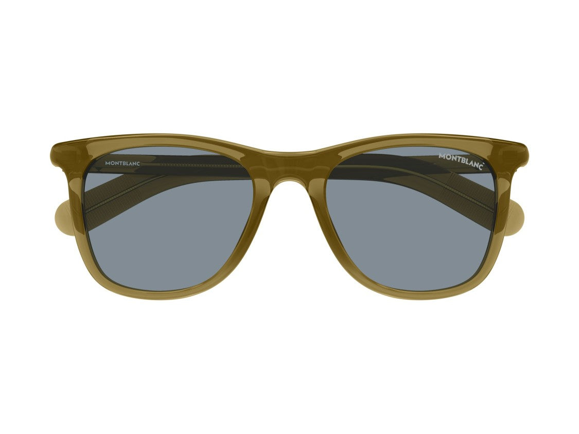 Montblanc Mb0496s Olive Green Translucent Acetate Square Sunglasses
