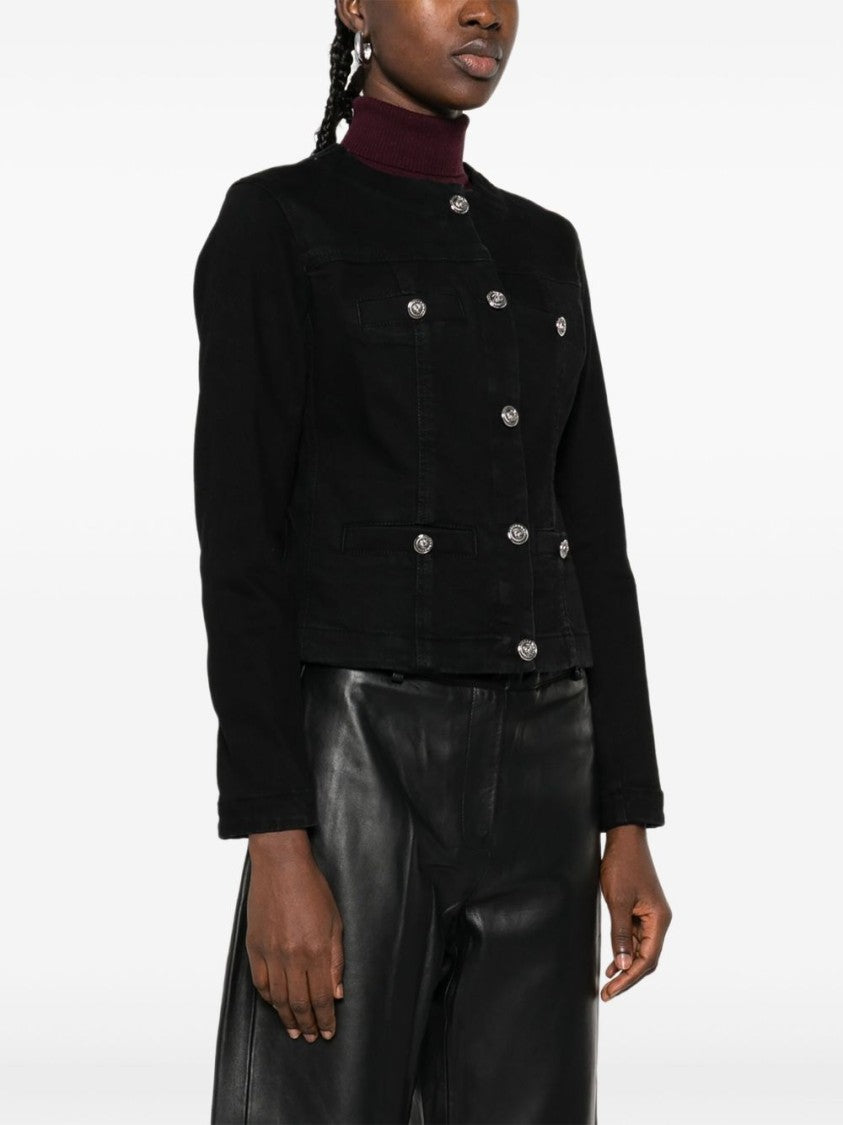 Liu Jo Cropped Black Jacket With Metallic Button Details