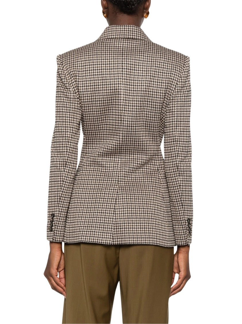 Max Mara Houndstooth Double-Breasted Cropped Blazer