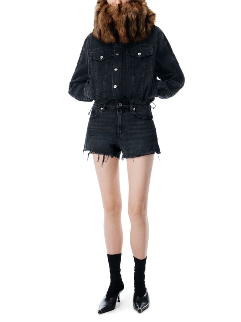Alexander Wang High-Waisted Distressed Denim Shorts With Embossed Back Pockets