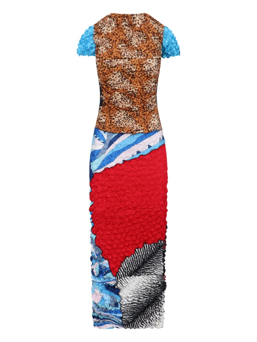 Marine Serre Multicolor Fabric Midi Dress