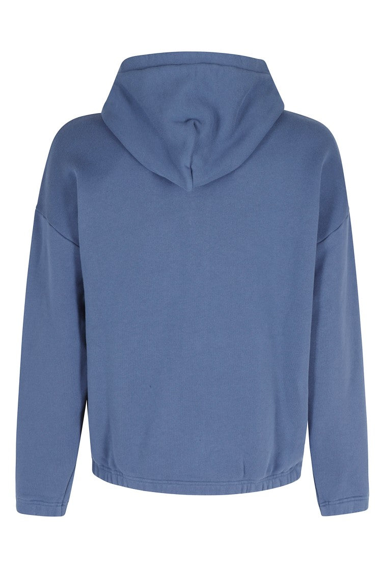 Autry Blue Over Hooded Pouch-Pocket Cotton-Blend Sweatshirt
