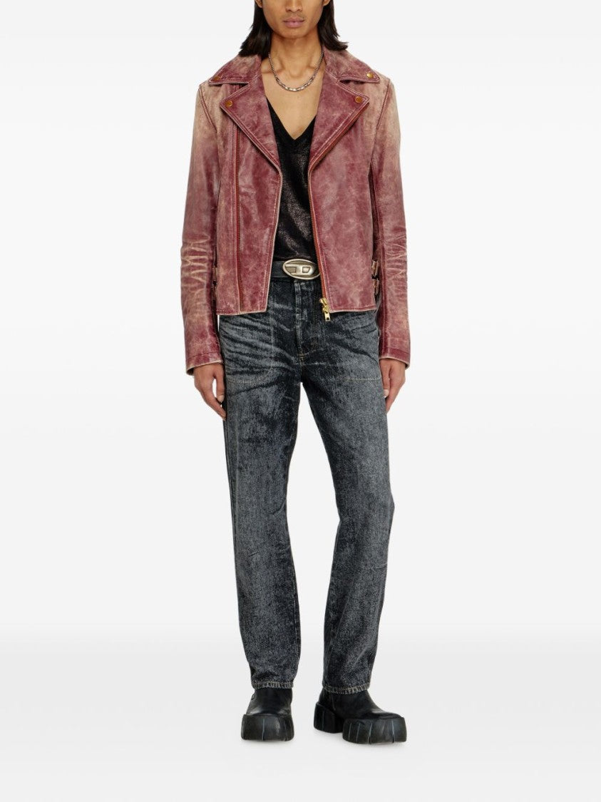 Diesel Distressed Vintage-Inspired Jacket With Asymmetrical Zipper