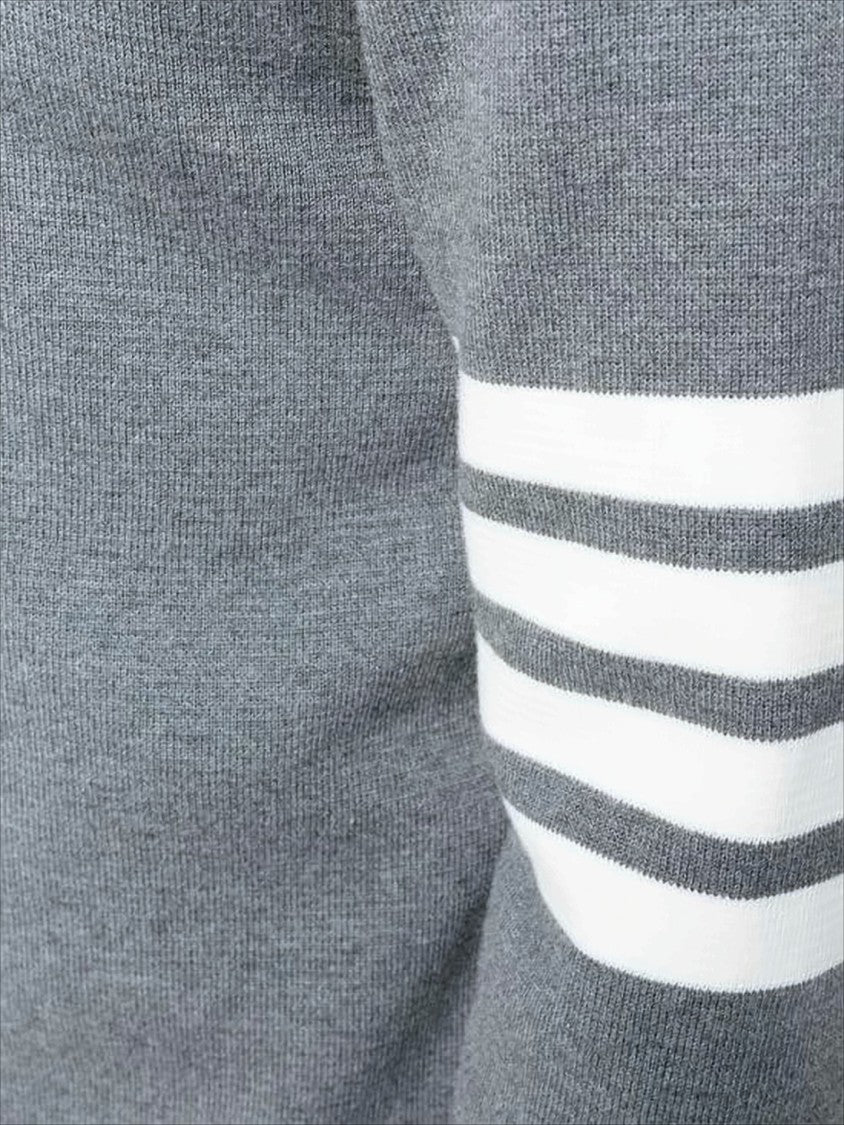 Thom Browne Crew Neck Sweater With Ribbon Accents And Stripe Detail