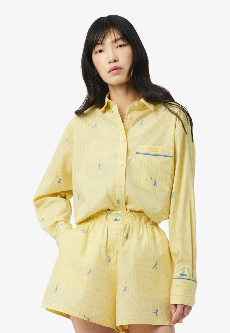 Lacoste Yellow Monogram Jacquard Oversized Shirt
