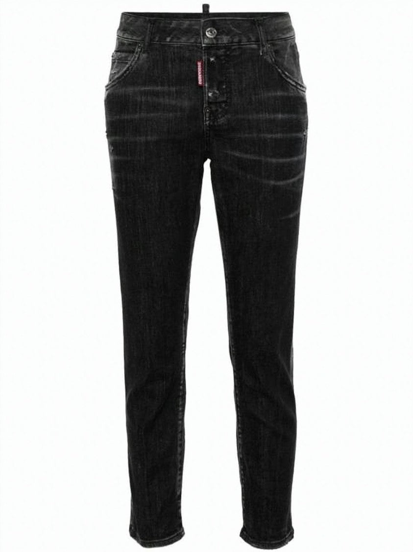 Dsquared2 Slim Fit Distressed Denim Pants With Classic Five-Pocket Design