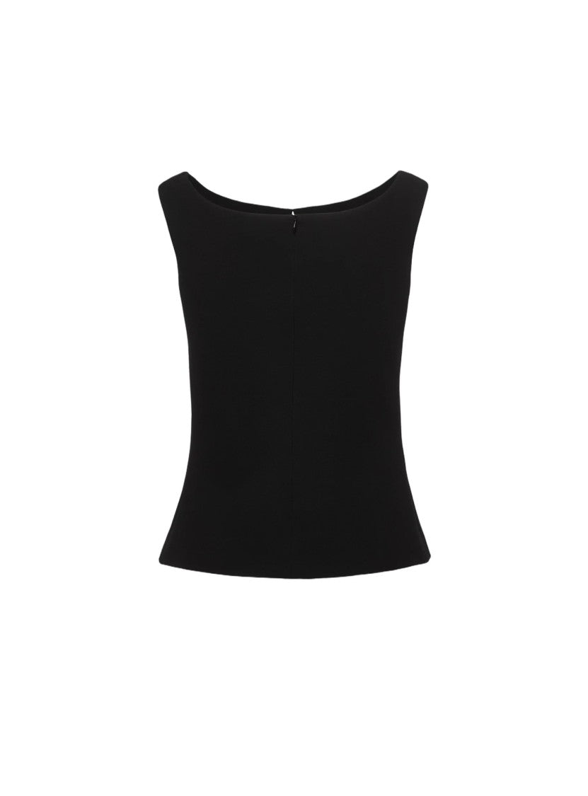 Magda Butrym Sculptural Black Top With Teardrop Cut-Out
