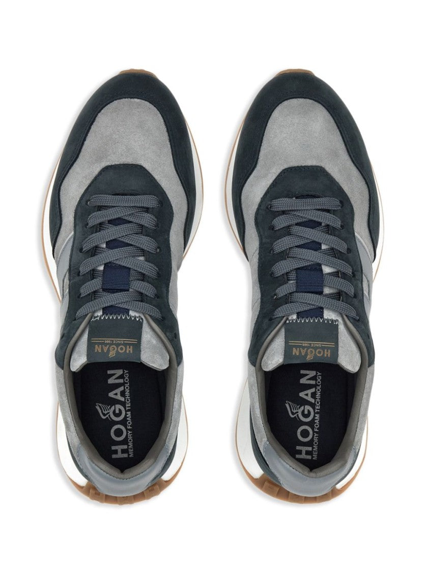 Hogan Grey Suede And Textile Sneakers With Rubber Sole