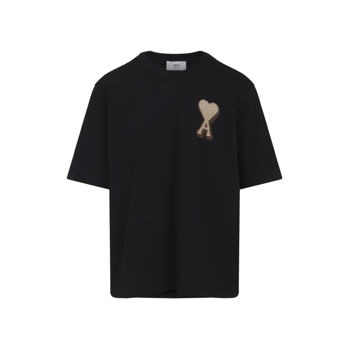 Ami Black Cotton Patch T-Shirt
