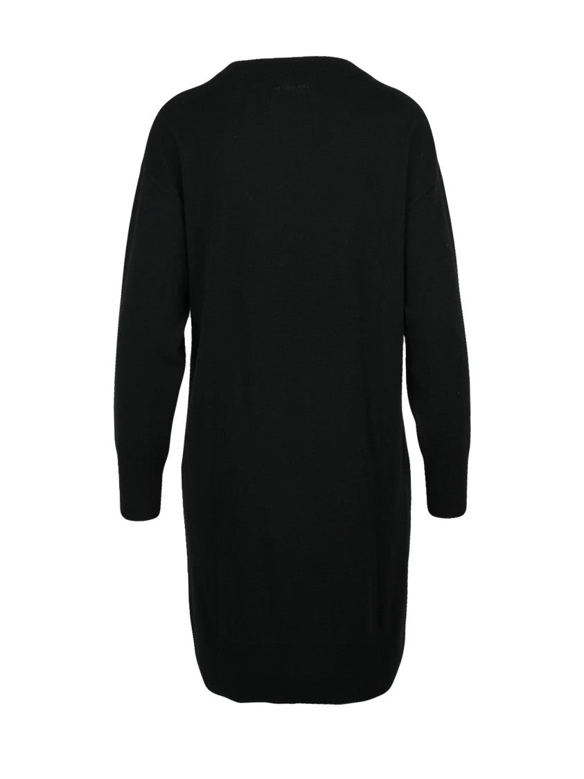 Ermanno Firenze Black Polyamide-Blend Floral Embroidered Dress