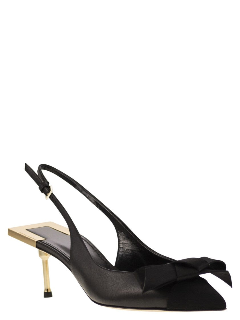 Elisabetta Franchi Nappa Leather Slingback With Satin Bow