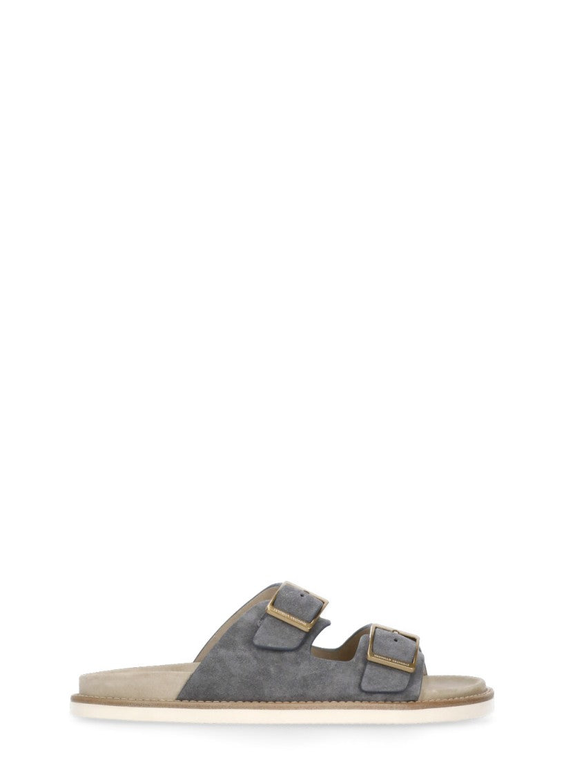Brunello Cucinelli Grey Urban Slides Sandals