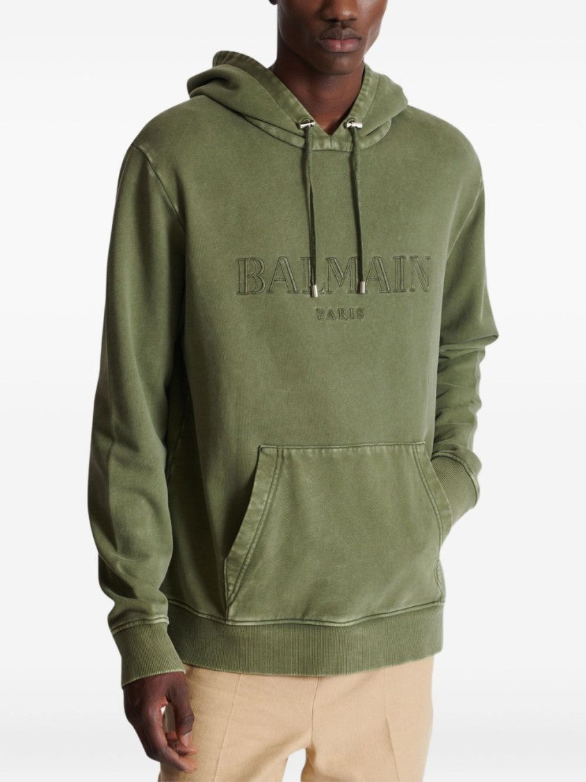 Balmain Olive Green Pouch Pocket Sweatshirt