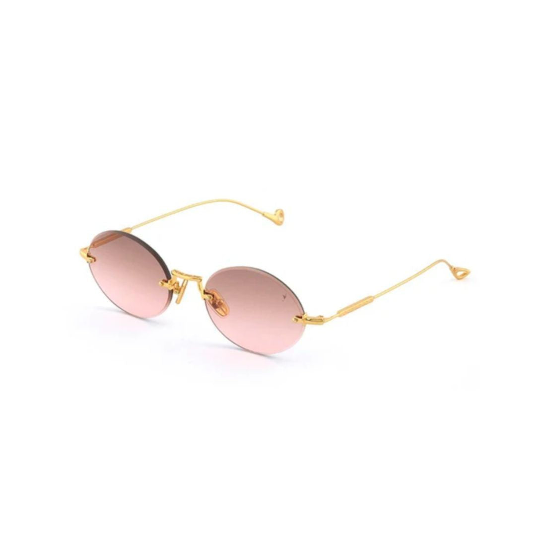 Eyepetizer Met C.4-44 Round Rimless Sunglasses With Pink-Tinted Lenses
