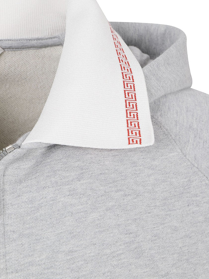 Versace Zip-Up Grey Knitwear Sweater With Hood