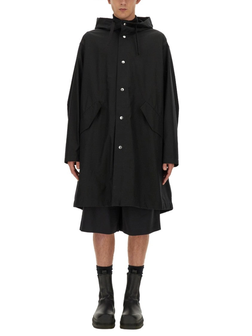 Jil Sander Hooded Black Cotton Parka