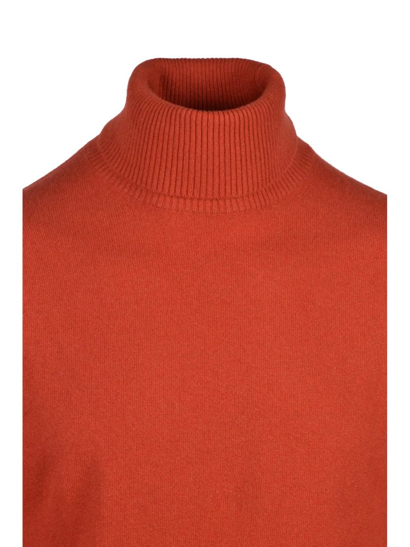 Daniele Fiesoli Rust Ribbed Merino Wool-Blend Turtleneck