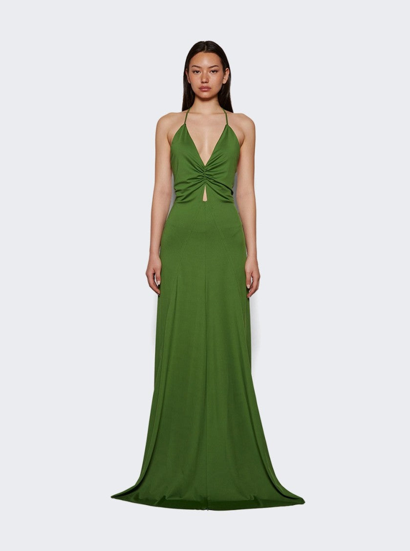 Victoria Beckham V Neck Ruched Cami Gown Algae