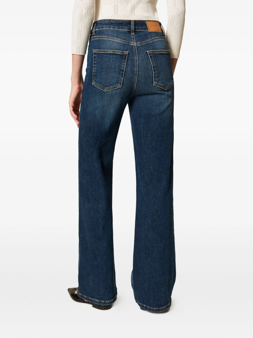 Twin-Set Medium Blue Wide-Leg Jeans Pants