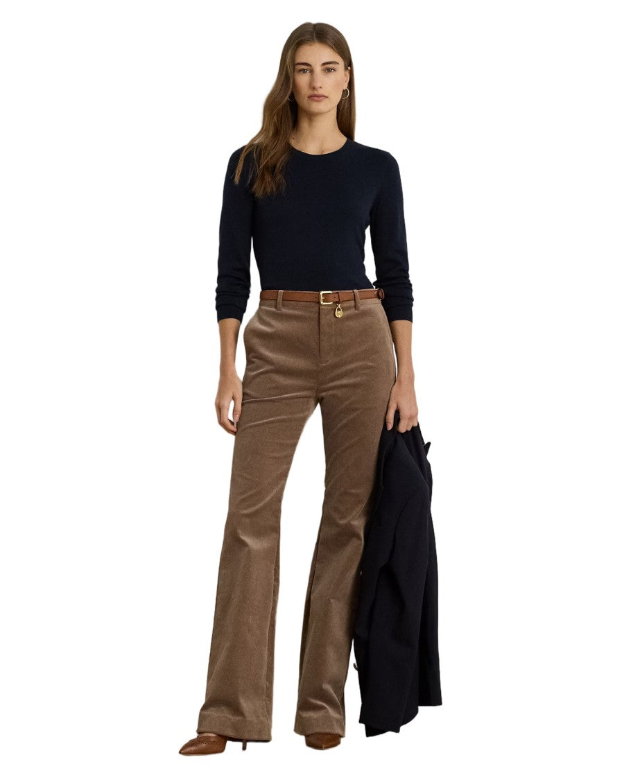 Lauren Ralph Lauren Shavonne Long Sleeve Pullover In Navy Blue Cotton Blend