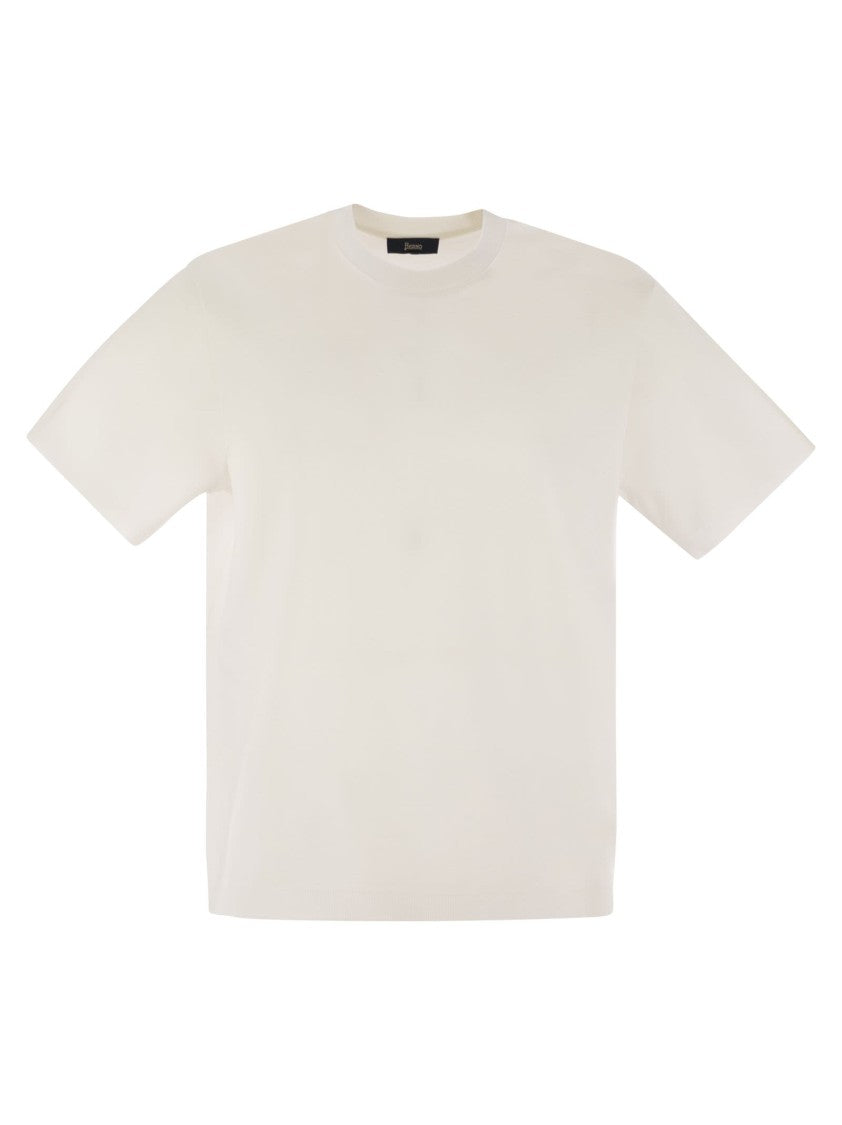 Herno Double-Layered Cotton Pique T-Shirt With Ribbed Detailing