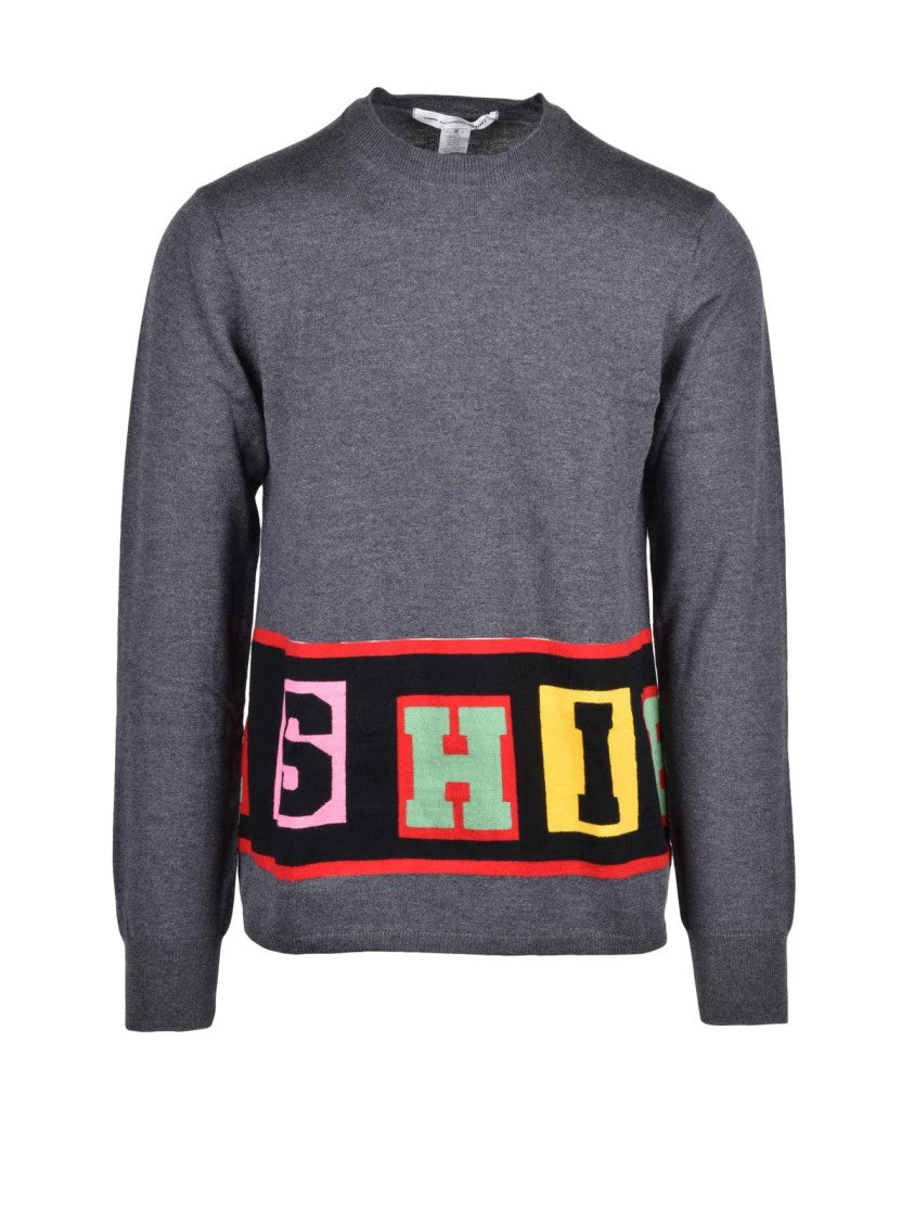 Comme Des Garçons Grey Classic Fit Acrylic-Blend Crewneck Sweater