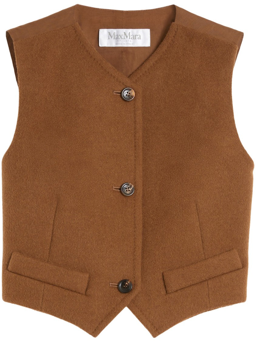 Max Mara Structured Brown Leather Coat With Classic Design