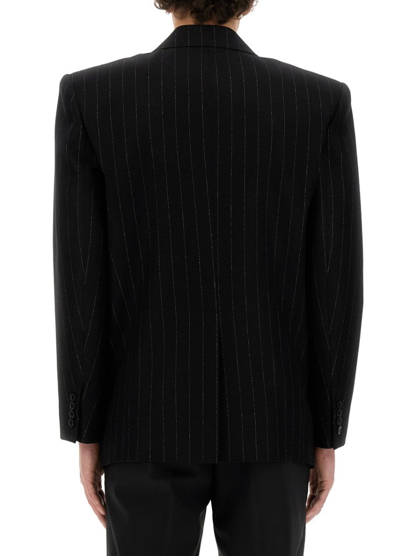 Saint Laurent Double-Breasted Oversized Jacket With Structured Shoulders
