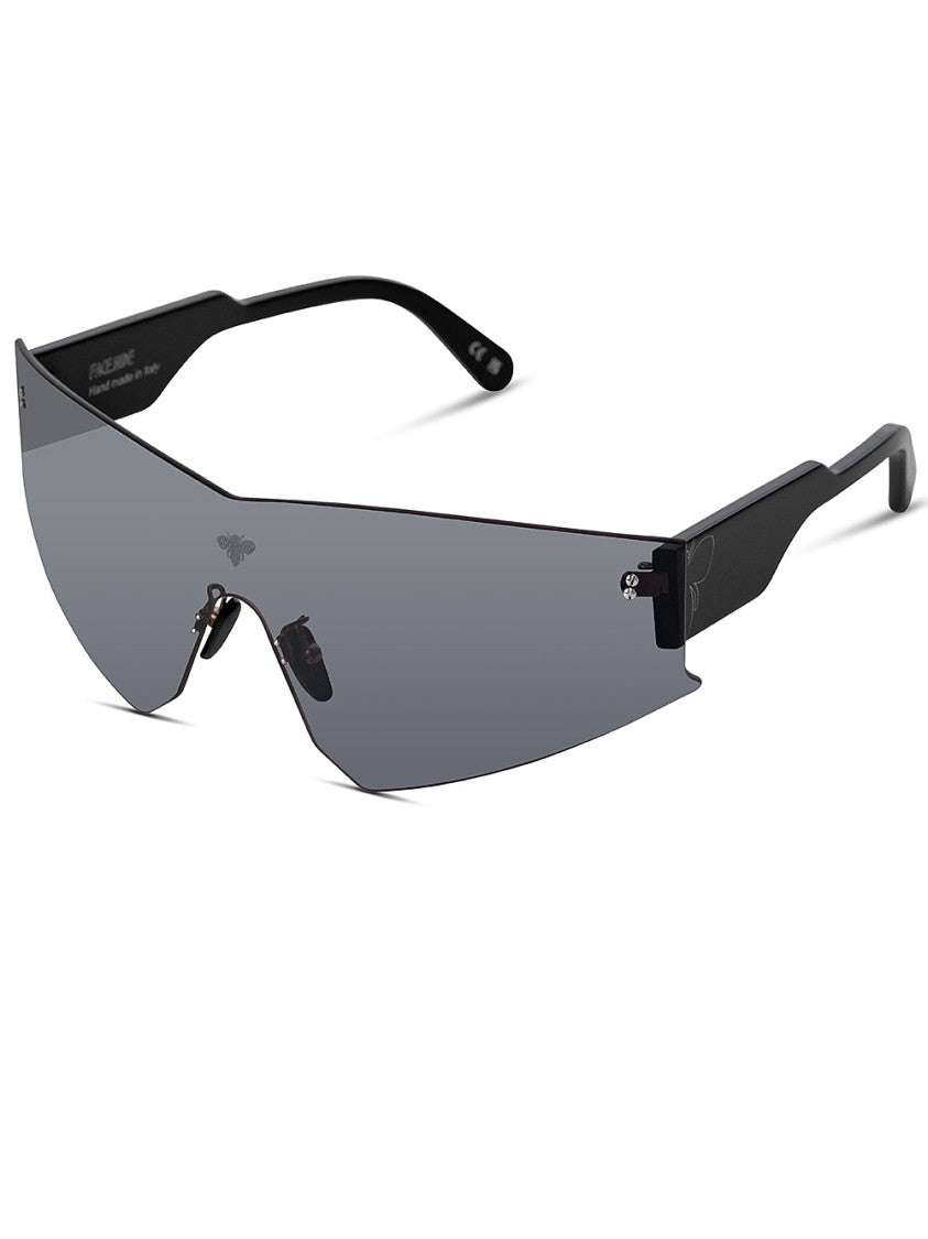 Face Hide Futuristic Black Acetate Sunglasses With Oversized Lenses