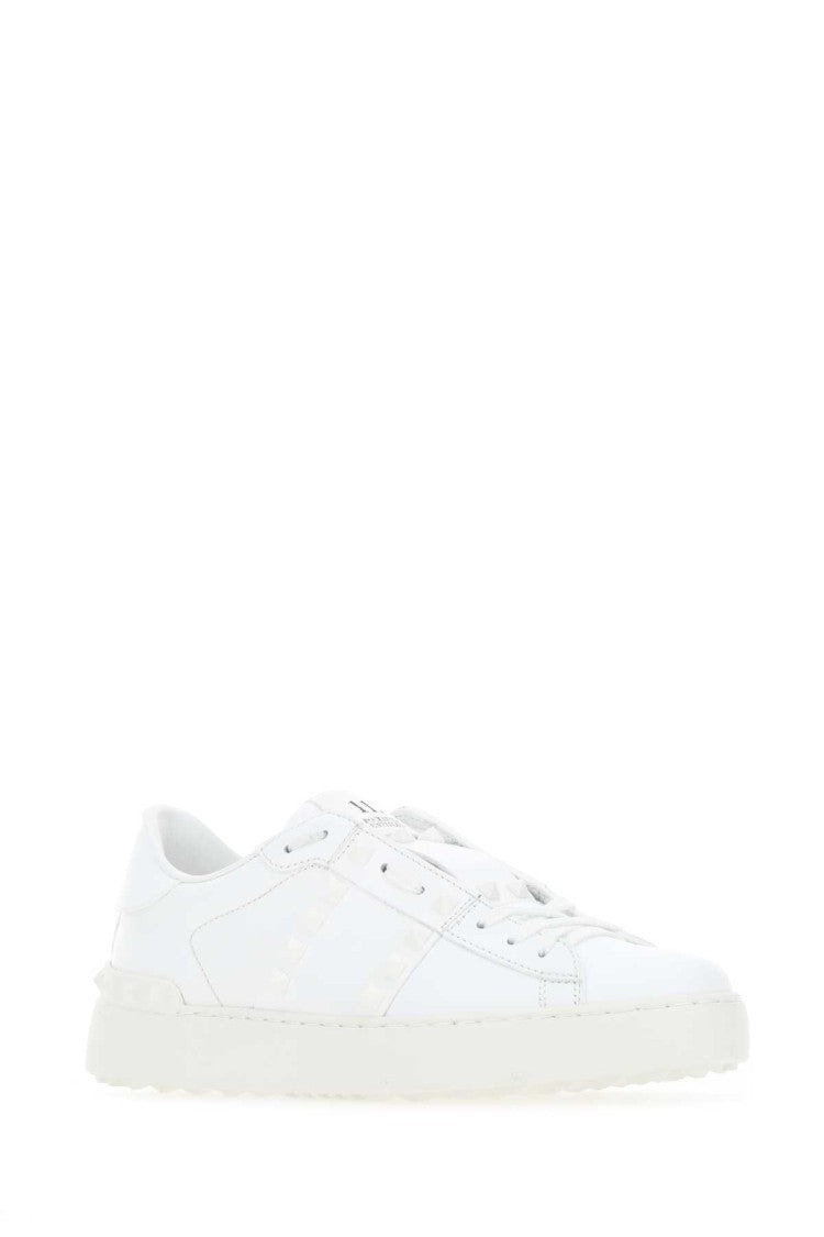 Valentino Garavani White Leather Rockstud Untitled Sneakers