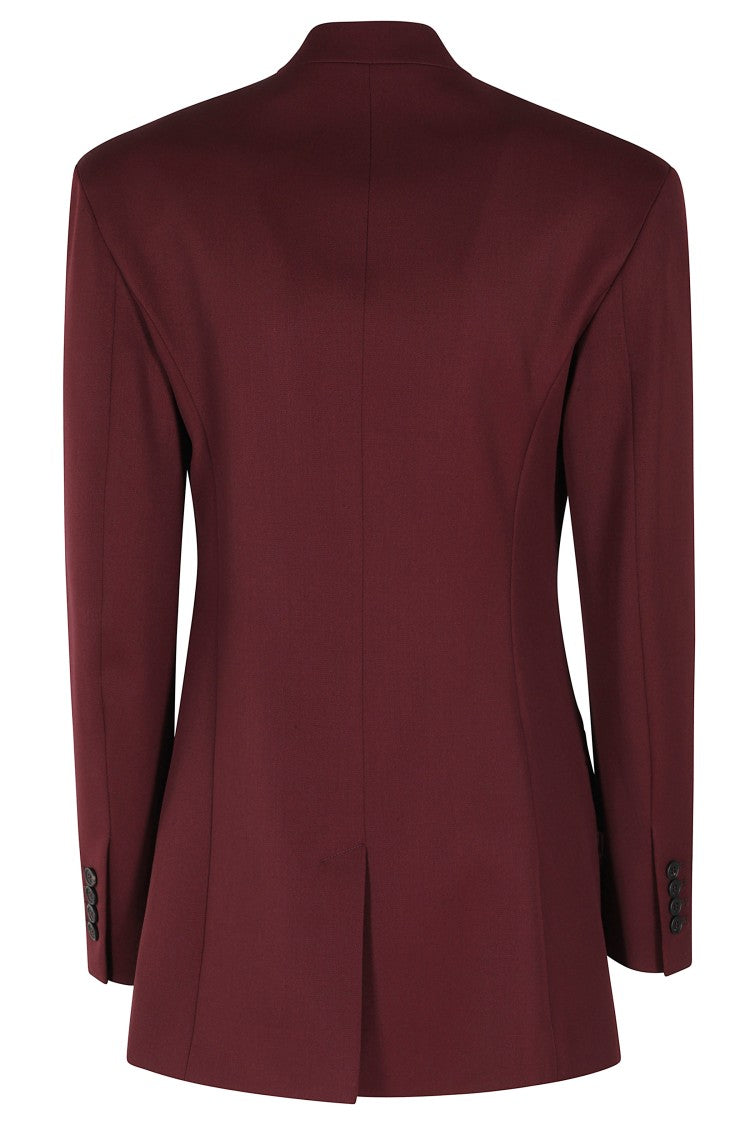 The Attico Burgundy Wool Gabardine Blazer With Flap Pockets