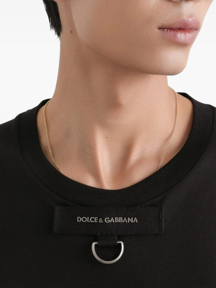 Dolce & Gabbana Black Round Neck Cotton Label T-Shirt