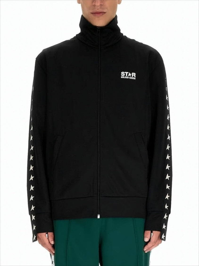 Golden Goose Zip-Up Jacket With Star Prints And Logo