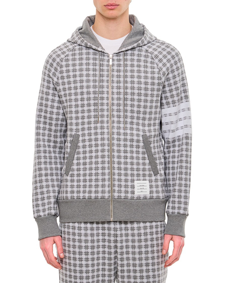 Thom Browne 4 Bar Zip Up Cotton Hoodie