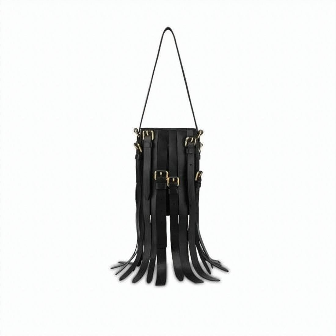 Moschino Fringe Detail Calf Leather Shoulder Bag