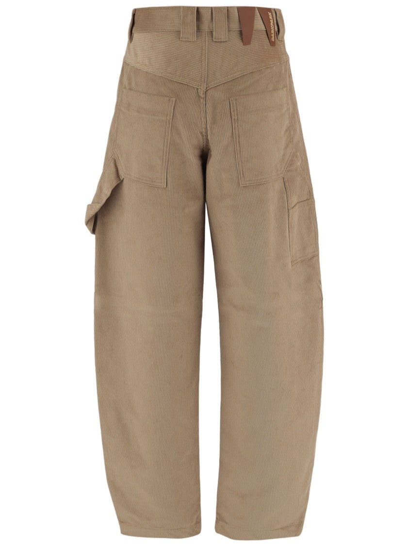 Darkpark Textured Ribbed Wide-Leg Cropped Pants