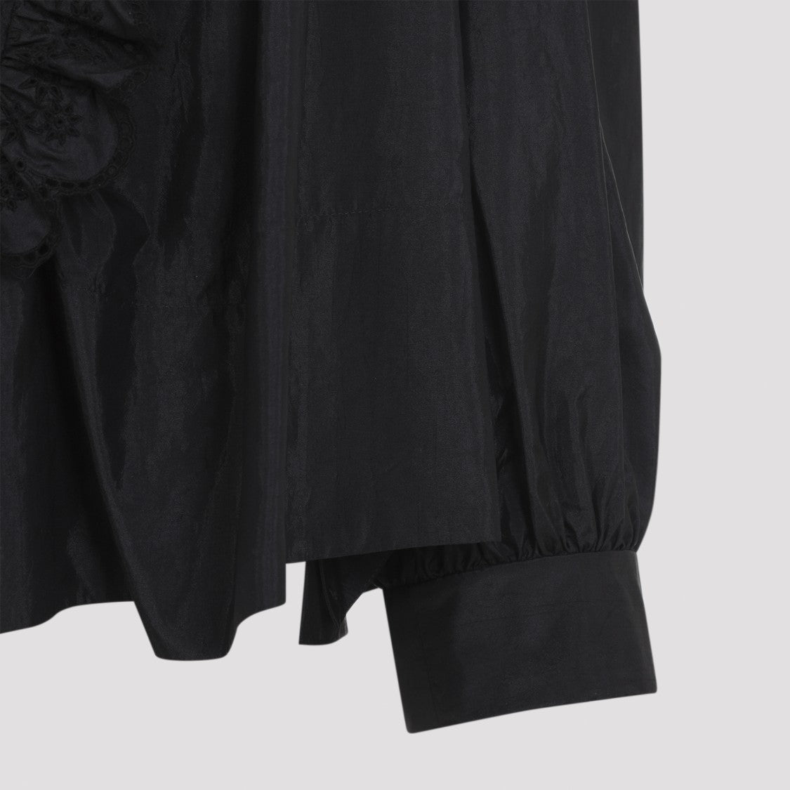 Chloé Black Round Neck Top With Tonal Embroidery