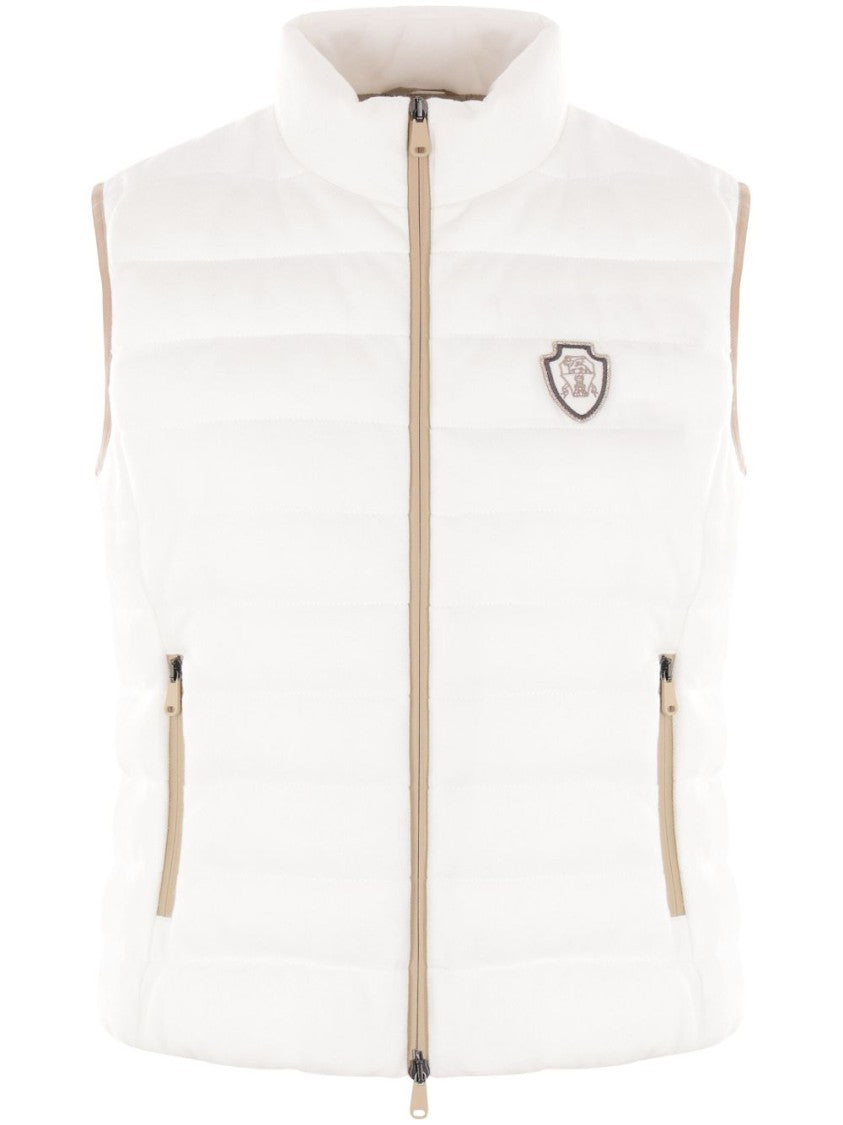 Brunello Cucinelli Quilted White Sleeveless Jacket