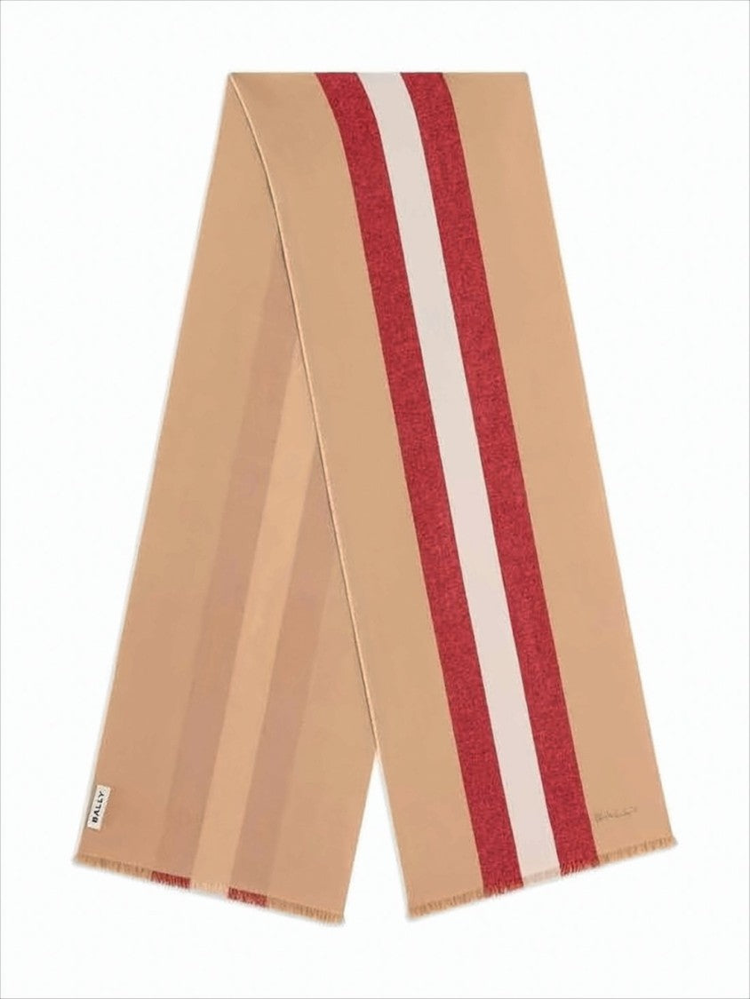 Bally Striped Merino Wool Scarf With Fringe Detail